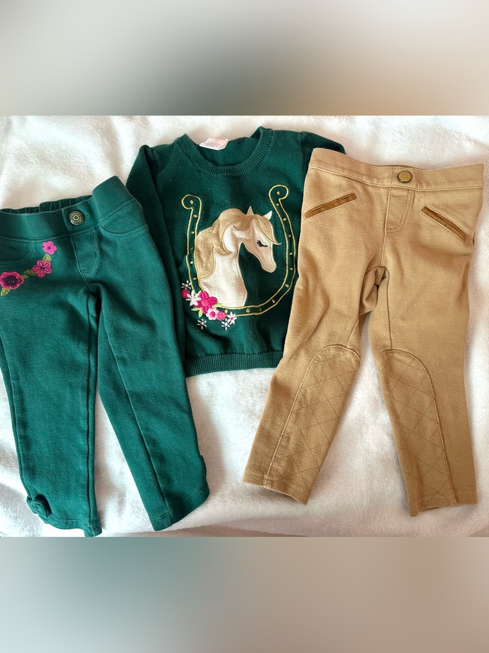 Gymboree Girls 2T 3Pc Outfit Lot Equestrian Pony Sweater Riding Pants